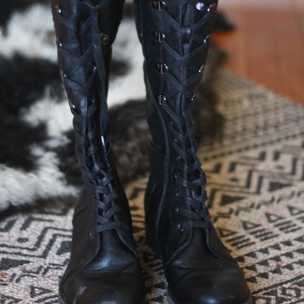 Patrizia Tall Combat Boots w/ Sherpa Detail
